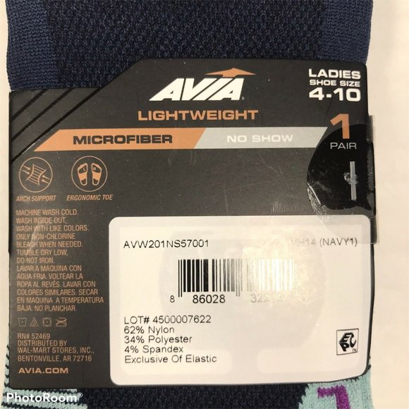 2 Pack Avia Women’s Blue/Purple Shoe Size 4-10 Lightweight No Show Socks New - Picture 4 of 4
